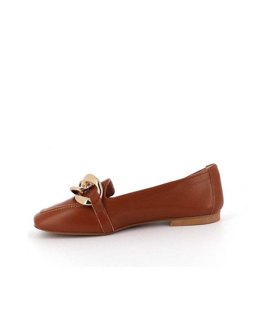 Osmose Mocassin Cuir Camel Orne D'Une Chaine Gourmette Oversize, Signe Osmose Online