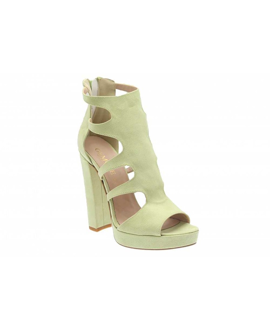 Osmose Sublime Nouvelle Couleur Sandale Talon Daim Vert Pastel Osmose Shoes Online