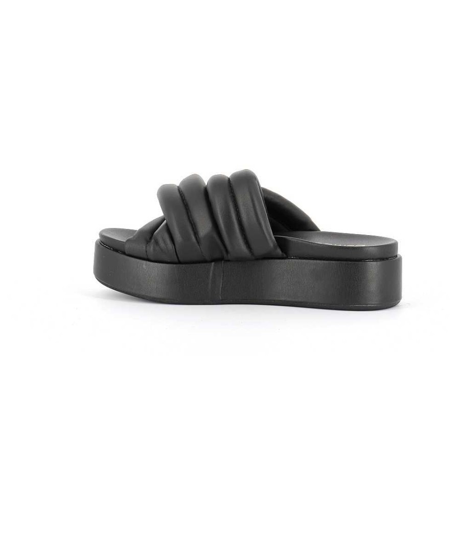 Osmose Bibi Sandale Plate Cuir Noir Clearance