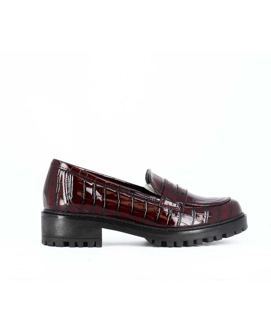 Osmose Mocassin Vernis Bordeaux Effet Croco Wholesale