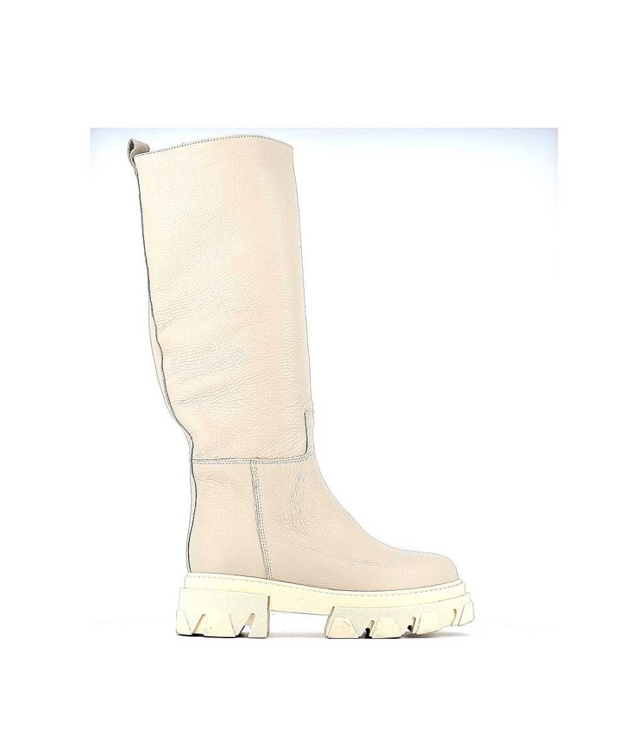 Osmose Botte Rangers Belmiraz Cuir Graine Beige A Semelle Crantee Clearance