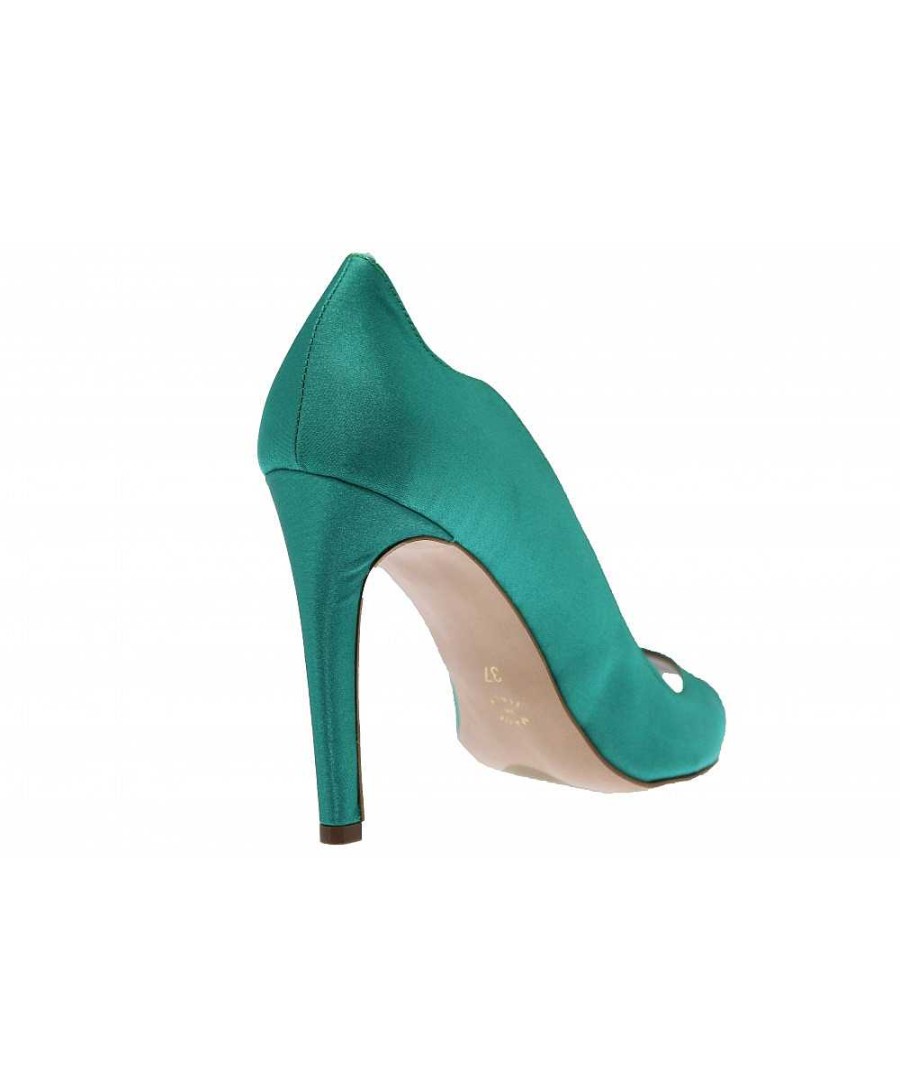 Osmose Feminite Originale & Colore Osmose Shoes: Escarpin Ajoure Satin Vert Hot