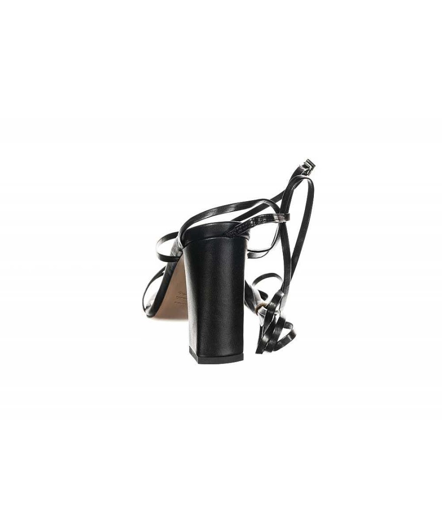 Osmose Sandales Talon Carre Bride Cuir Noir Enlacant La Cheville, Osmose. Best