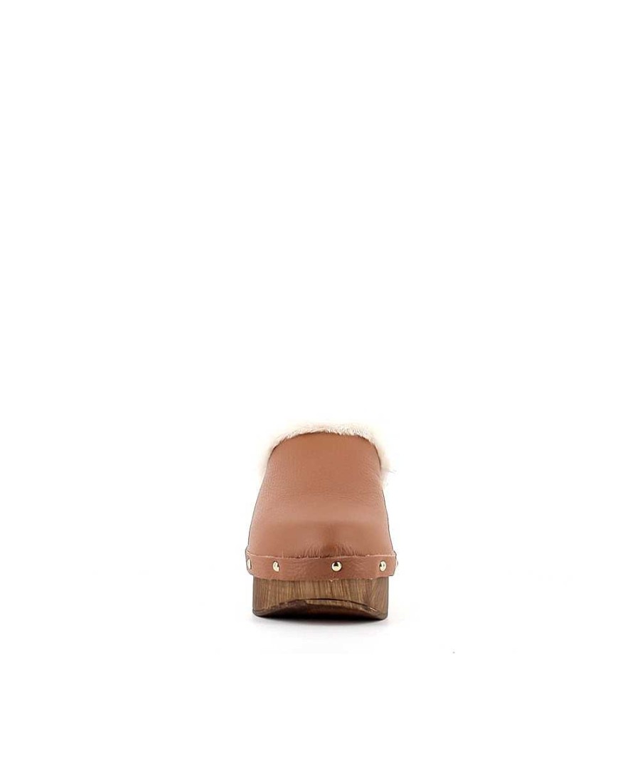 Osmose Mules Sabot Zocola Cuir Marron Shearling Online