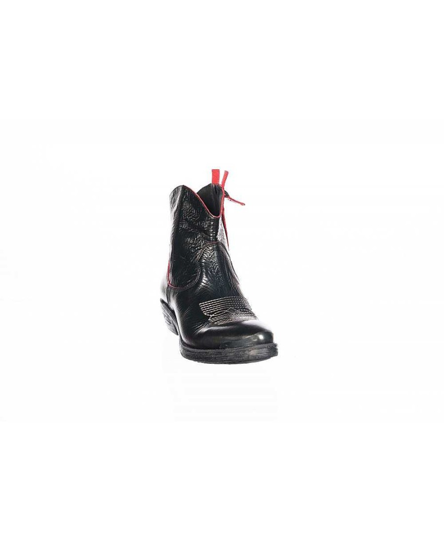 Osmose Bottine Tiag : Cuir Noir Surpique Rouge New