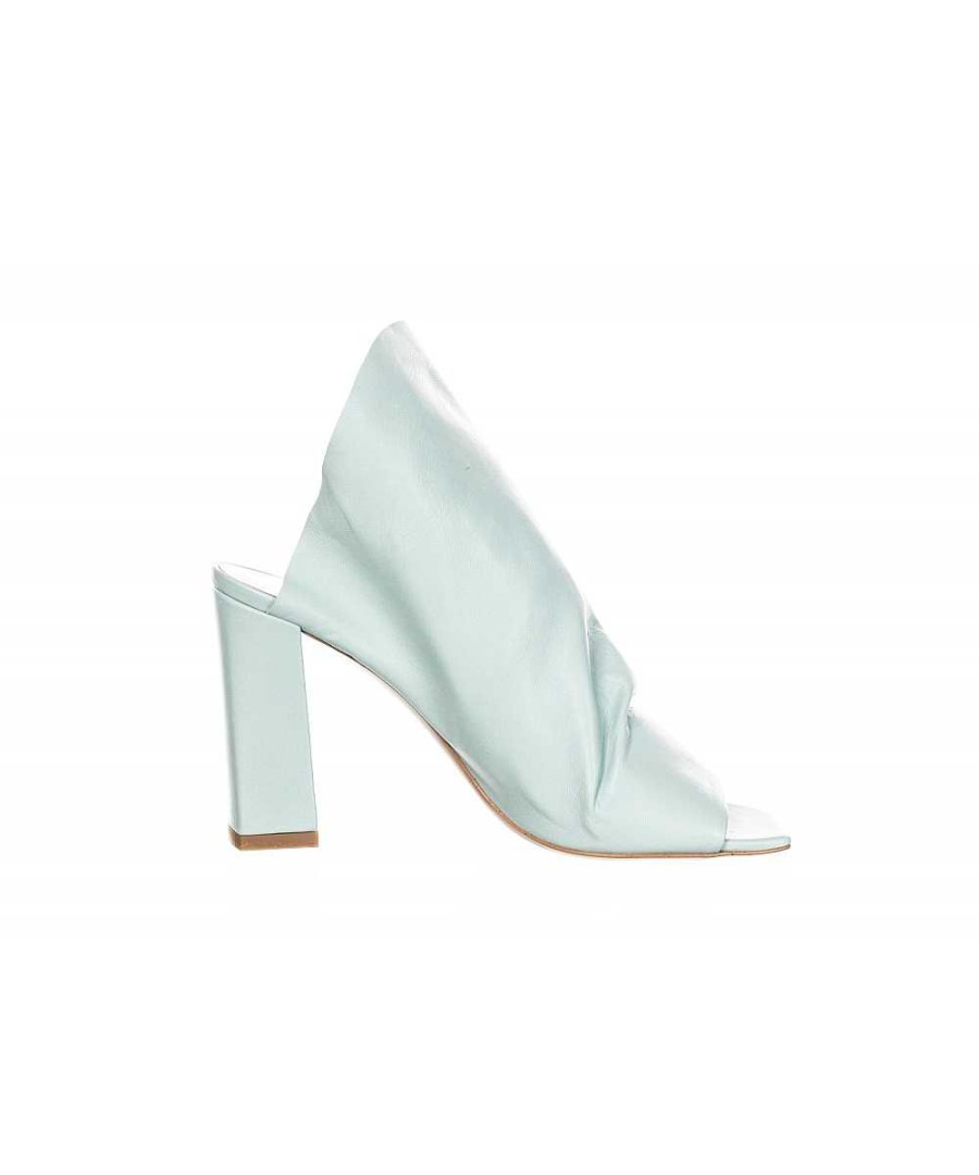 Osmose Sandale Moderne Signee Osmose : Mule Cuir Bleu Pastel A Talon Bloc. Best