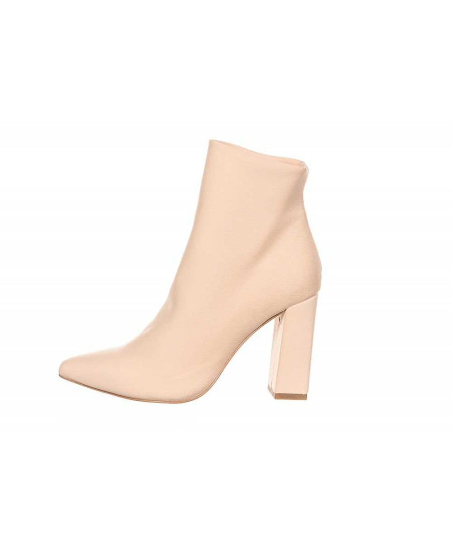 Osmose Bottine En Lycra Nude Bout Pointu Talon Bloc, Osmose Shoes Paris. Clearance