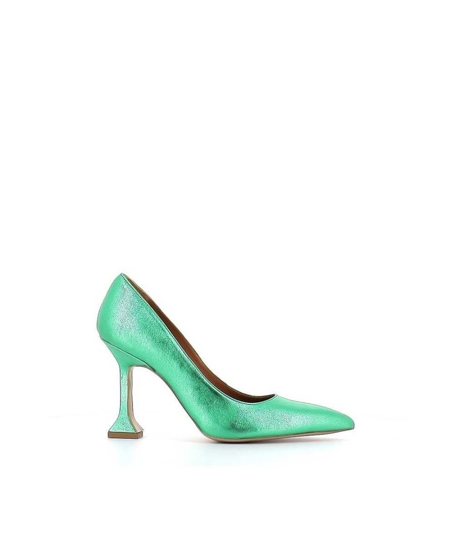 Osmose Escrpin Huda Cuir Vert Metal New