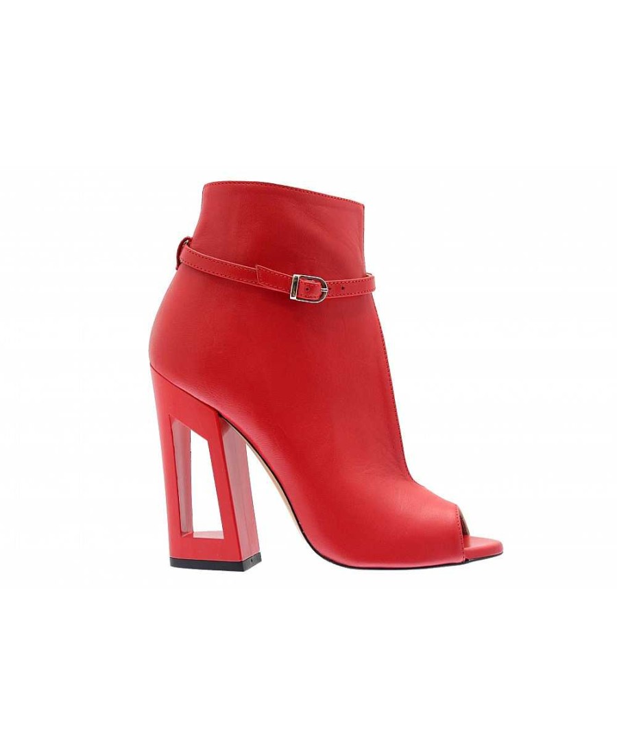 Osmose Passionnez En Sublime Bottine Ete Femme Cuir Rouge A Talon Osmoseshoes Clearance