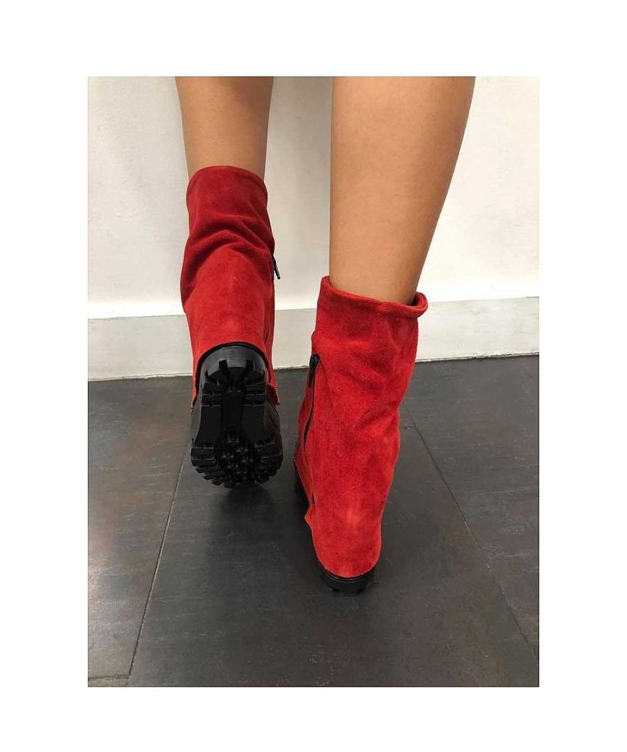 Osmose La Boots Rouge Passion Compensee Femme 2 En 1 Signee Osmose Couture Clearance