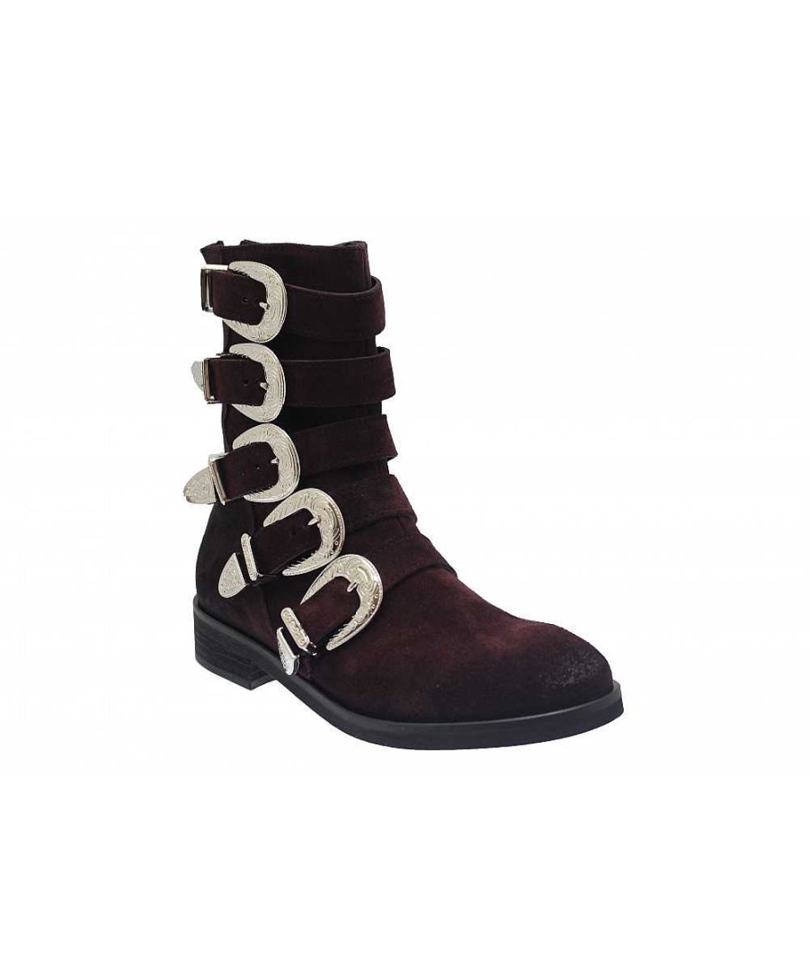 Osmose Bikers Chic A La Frenchy Osmose Shoes: Boots Bout Rond Daim Bordo New