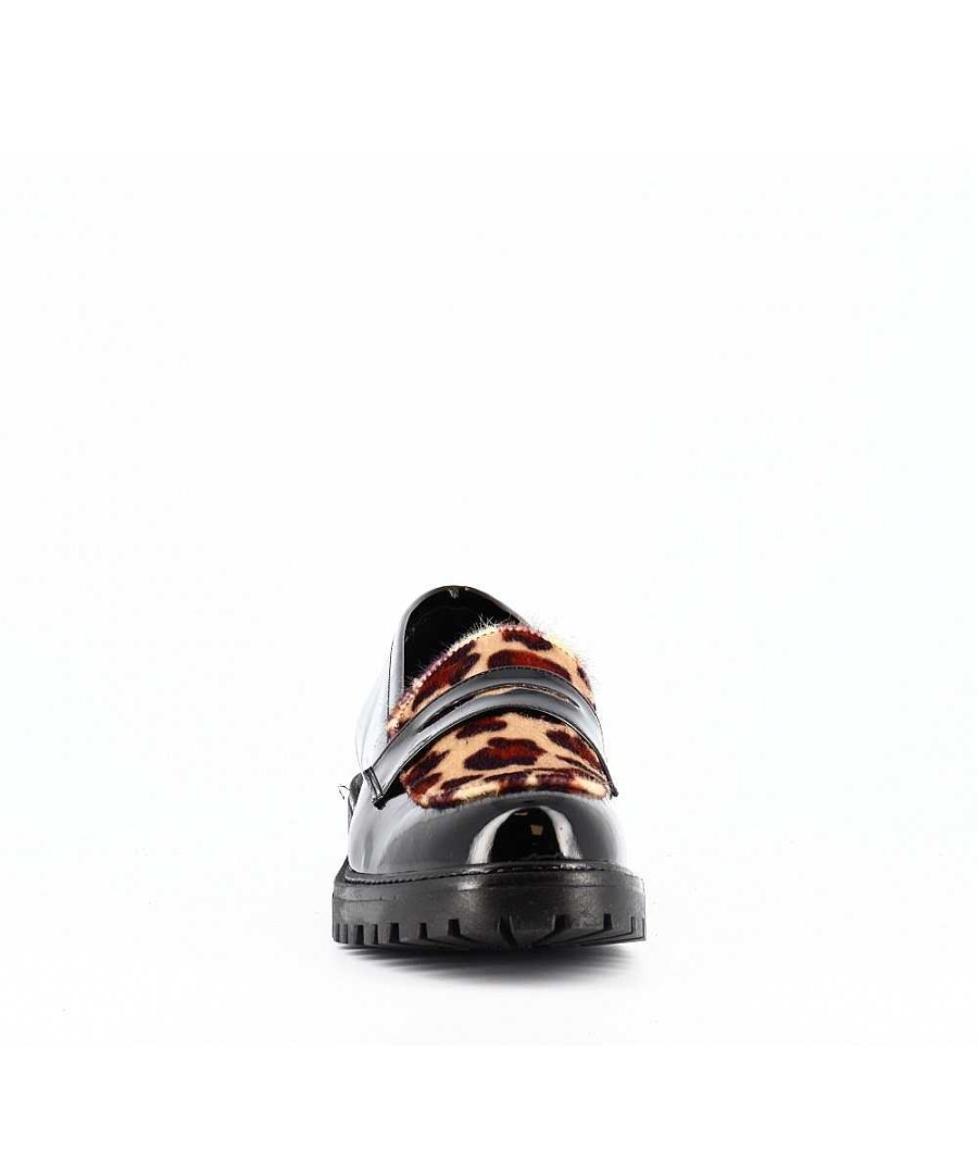 Osmose Mocassin Vernis Noir Et Leopard Hot