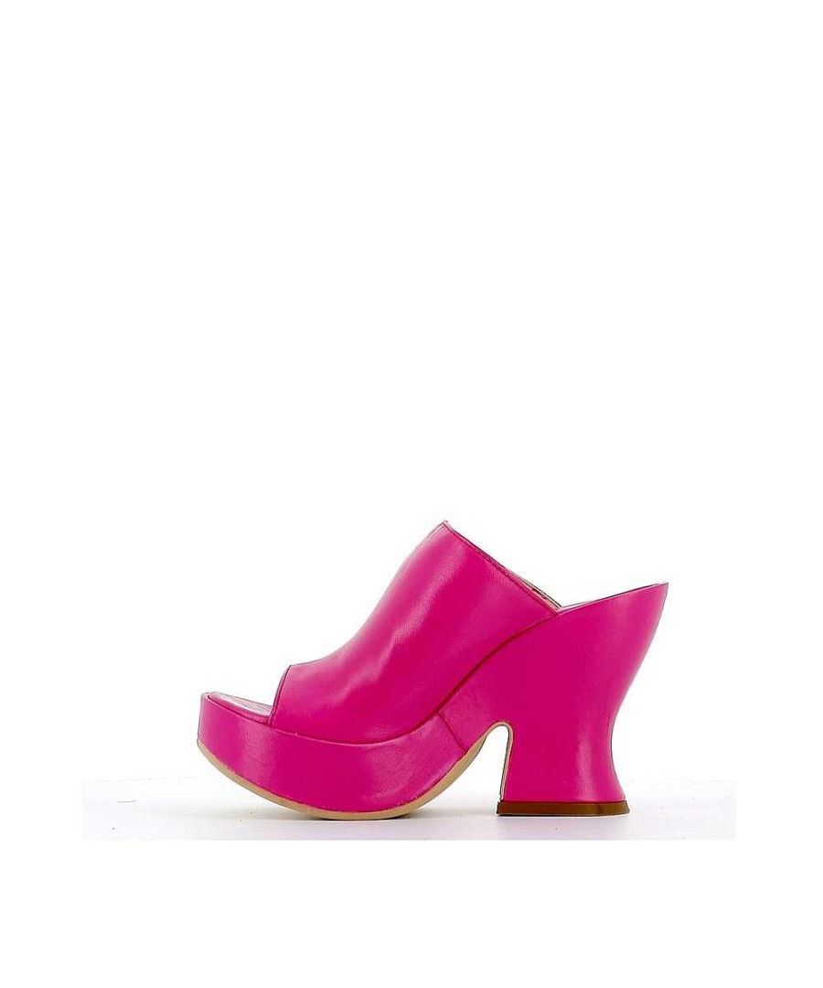 Osmose Mule Sabot Cuir Fuxia New