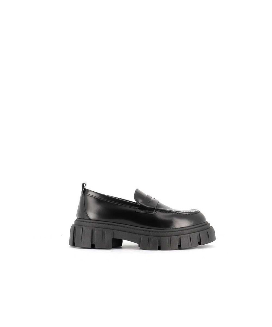 Osmose Mocassin Manes Cuir Poli Noir New