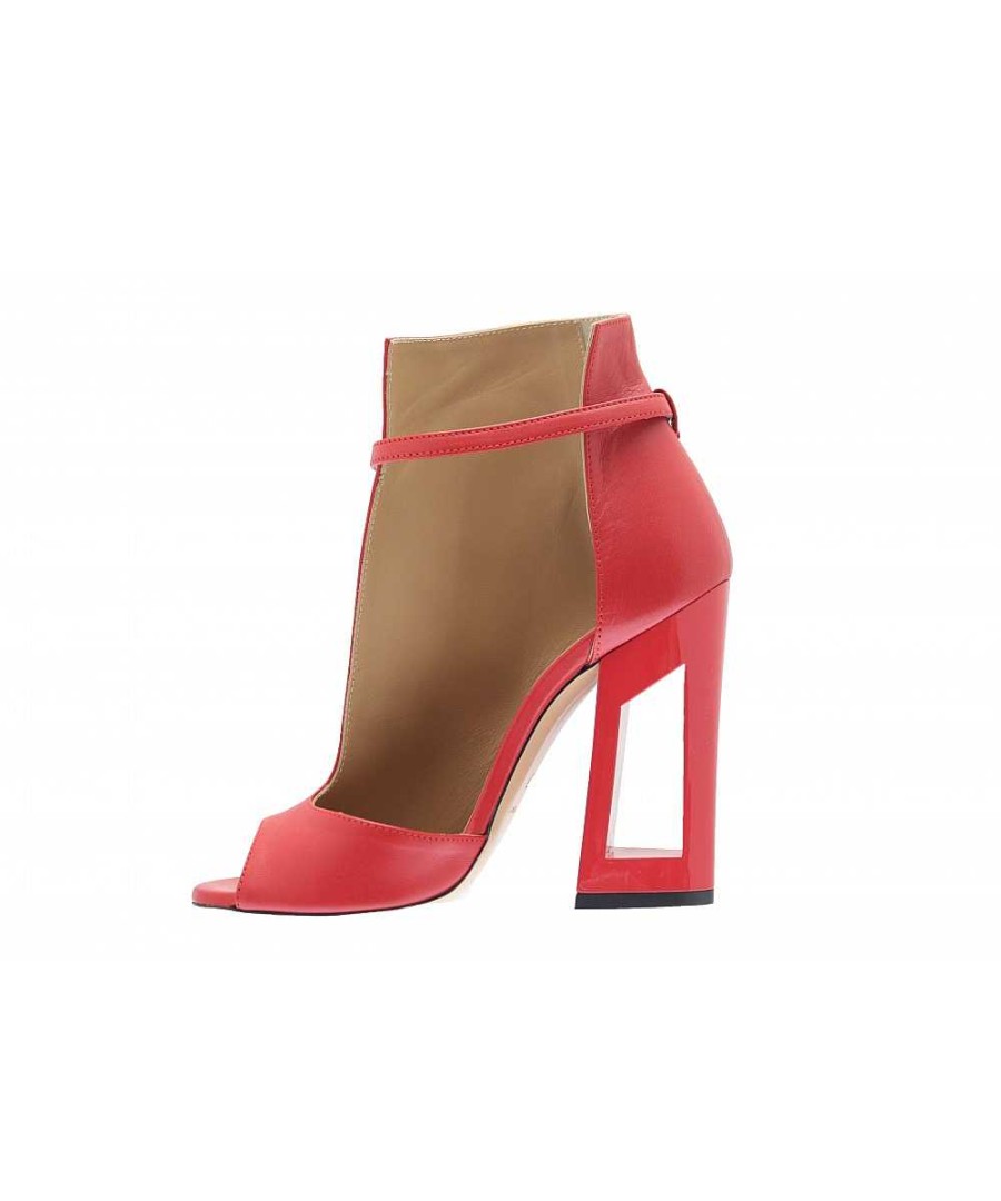 Osmose Passionnez En Sublime Bottine Ete Femme Cuir Rouge A Talon Osmoseshoes Clearance