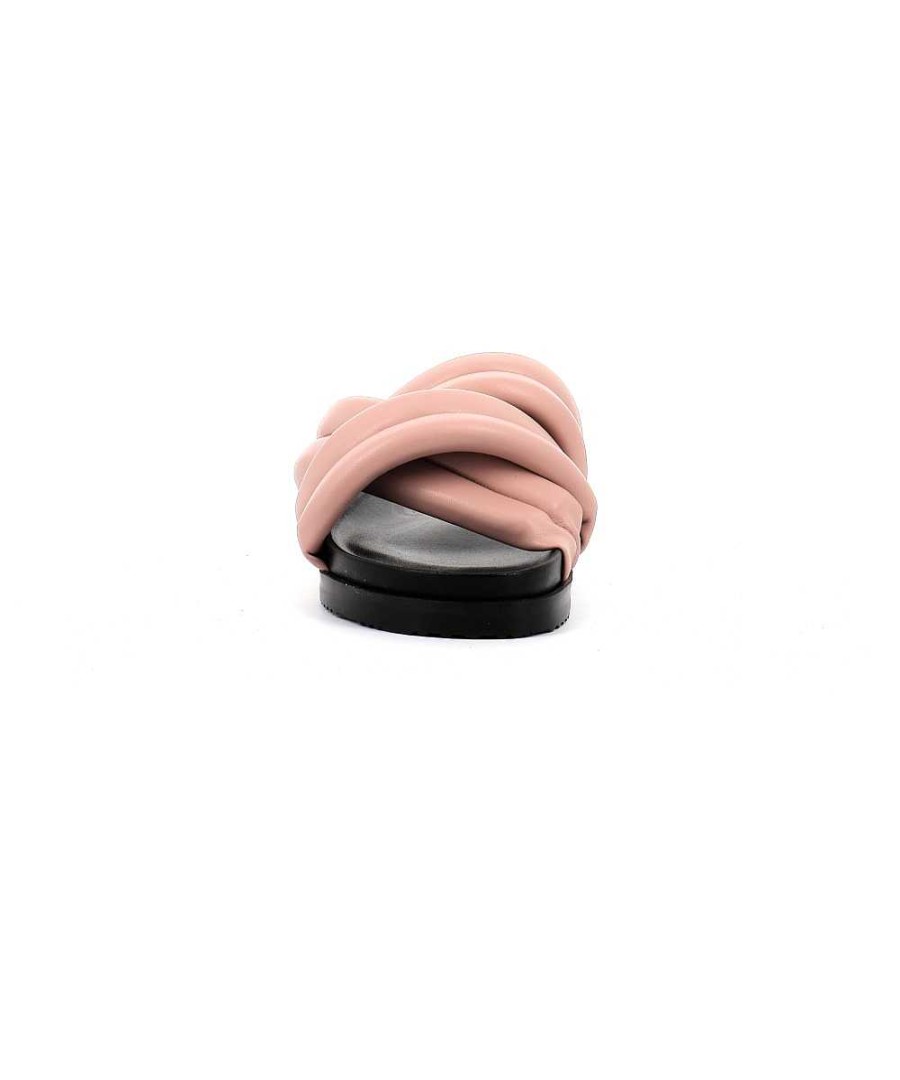 Osmose Sandale Bibi Plate Cuir Rose Et Semelle Noir Hot