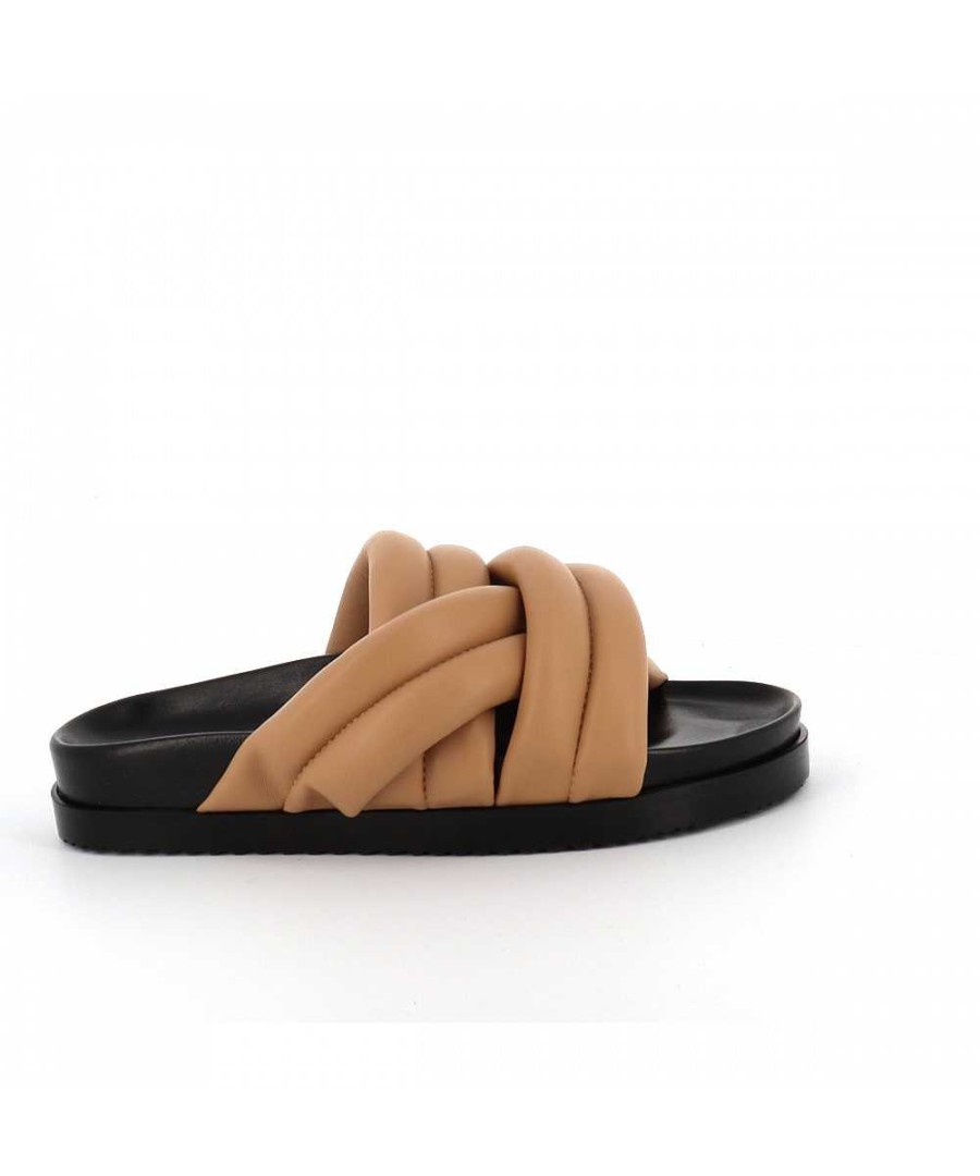 Osmose Bibi Sandale Plate Cuir Beige Et Semelle Noir Online