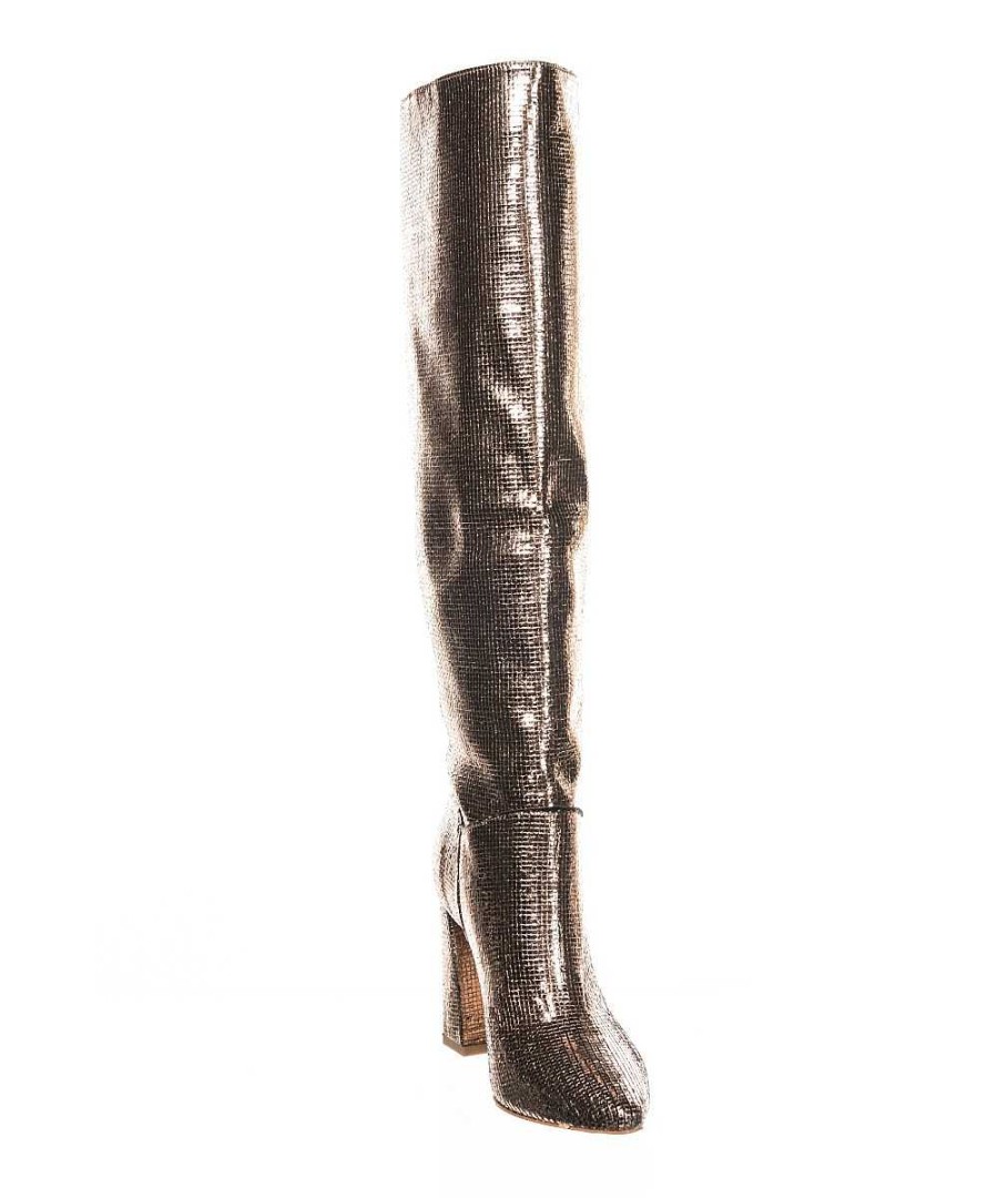 Osmose Botte Cuir Bronze Facon Serpent A Bout Pointue & Talon Carre, Osmose. Online