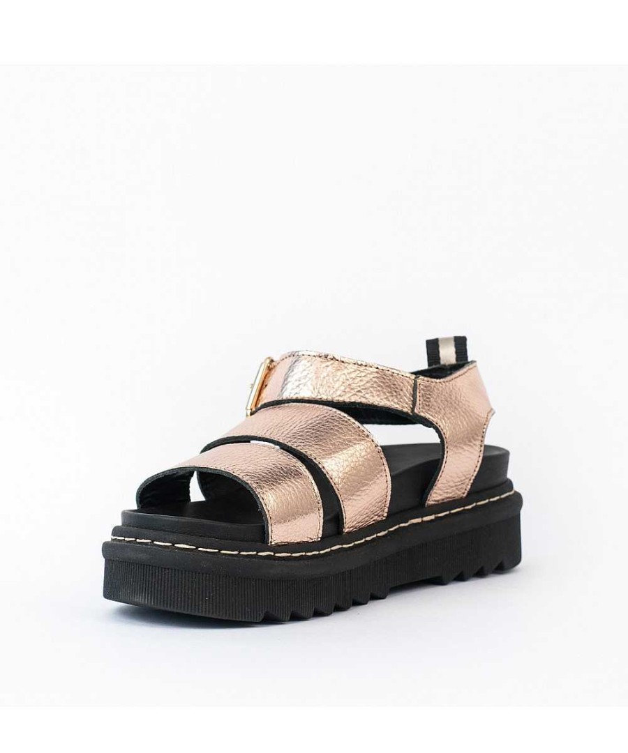 Osmose Sandale A Bandes Cuir Lamine Rose, Signee Osmose Couture Paris. Hot