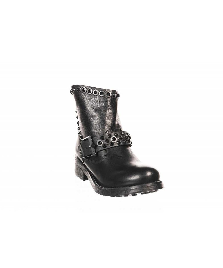 Osmose Boots Bikers Motarde Cuir Noir & Clou Noir, Osmose Shoes Paris. Online