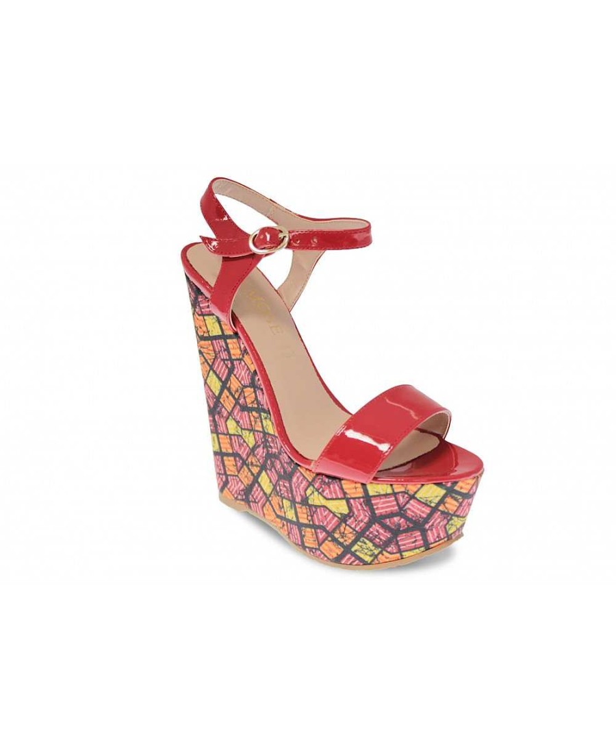 Osmose Passionnez Votre Ete En Osmose Shoes : Sandale Femme Compensee Rouge Hot