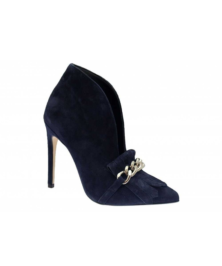 Osmose Feminite & Tendance En Bottine A Talon Frangee Daim Bleu Osmose Shoes Online