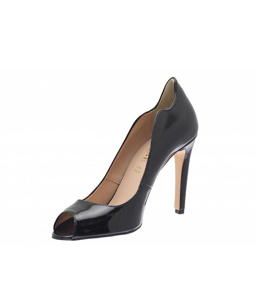 Osmose Chic & Black Attitude @Osmose_Shoes: Escarpin Vague Ajoure Verni Noir Hot