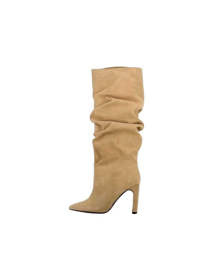 Osmose Botte Leila Daim Beige Plissee A Talon Wholesale