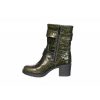 Osmose Bottine Motarde Cuir Croco Vert A Doubles Brides & Talon Carre Online