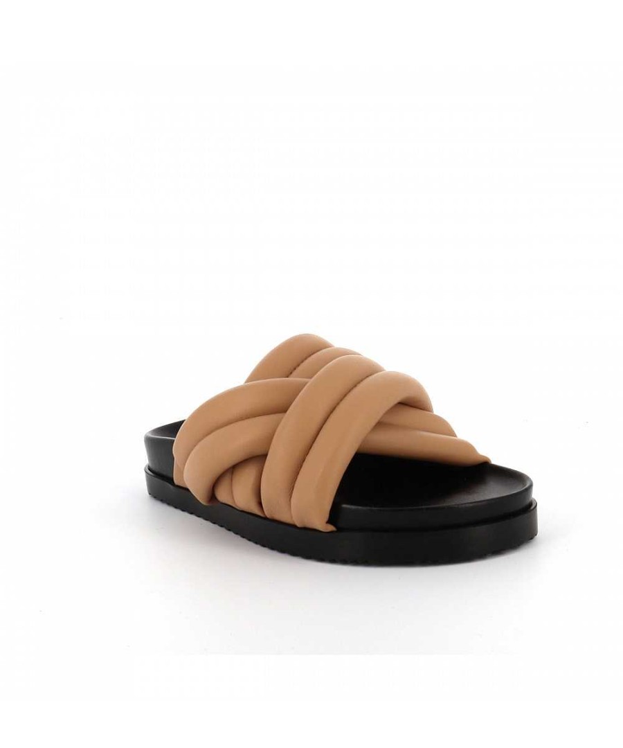 Osmose Bibi Sandale Plate Cuir Beige Et Semelle Noir Online