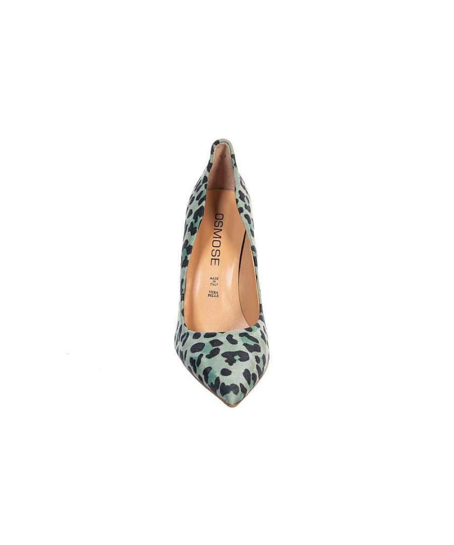 Osmose Soyez A La Pointe En Escarpin Femme Daim Leopard Vert Osmose Shoes New