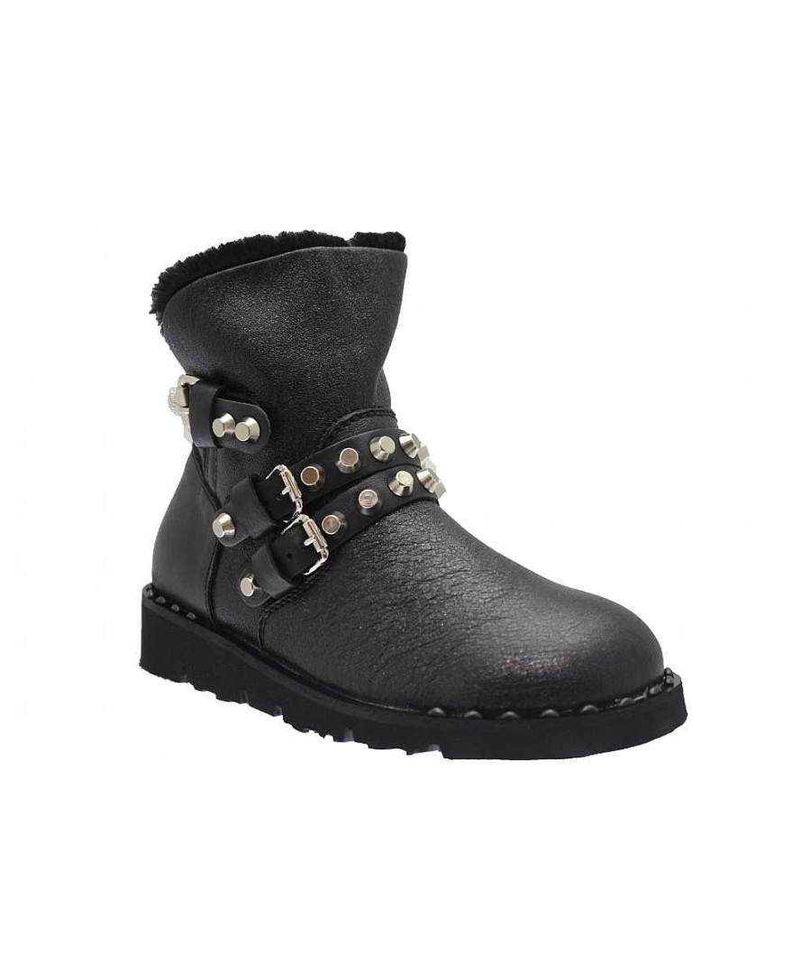 Osmose Bien Au Chaud & En Tendance Sur La Uggs Cuir Noir Cloutee Osmose Shoes Online