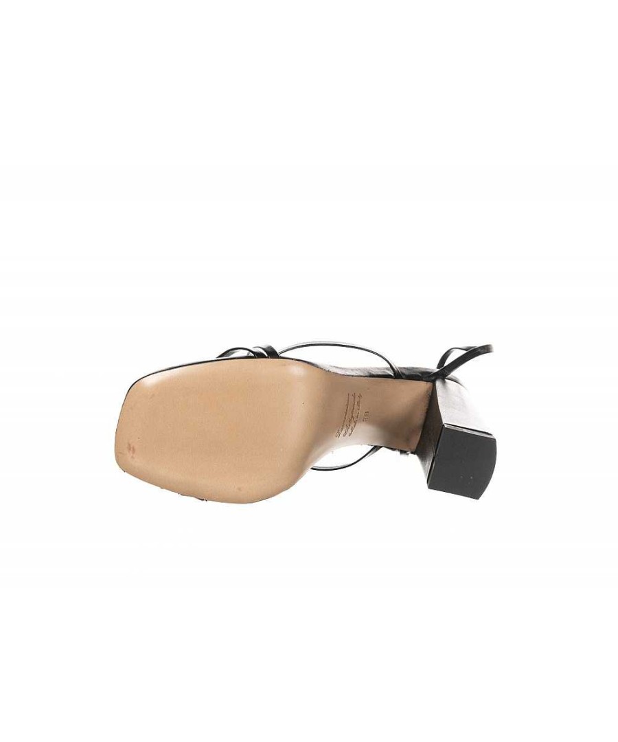 Osmose Sandales Talon Carre Bride Cuir Noir Enlacant La Cheville, Osmose. Best