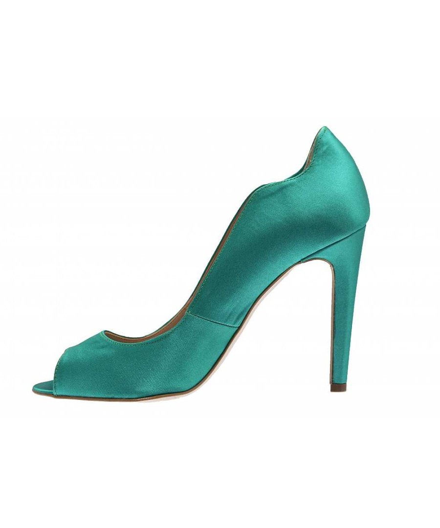 Osmose Feminite Originale & Colore Osmose Shoes: Escarpin Ajoure Satin Vert Hot